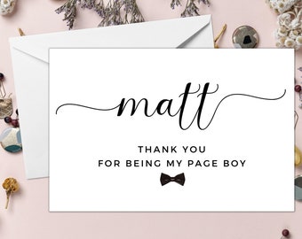 Tarjeta de agradecimiento para paje/ Agradecimiento personalizado por ser mi portador de anillos/ Regalo de agradecimiento para ujier/ Tarjeta para padrino/ Despedida de soltero