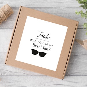 Pegatina personalizada de Page Boy / Will You Be My Page Boy Cool Sunglasses Label / Grooms Man Wedding Party / Best Man Friend Gift Label / A05 / A45