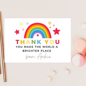 Usted hace del mundo una tarjeta de lugar mejor / Profesor personalizado de la clase de la escuela Pastel Rainbow Star / Mejor amigo / Apreciación del fin de la escuela