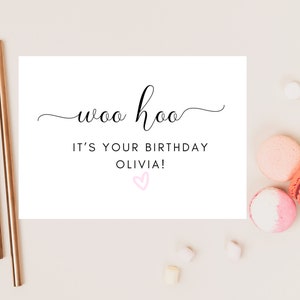 Woo Hoo Es tu tarjeta de cumpleaños/ Feliz cumpleaños personalizado/ Tarjeta neutral simple monocromática Bestie/ Regalo de cumpleaños para niños