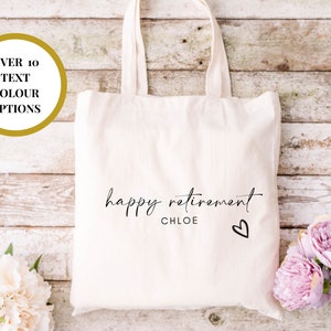 Borsa tote personalizzata / Qualsiasi nome Borsa shopper del fine settimana in cotone naturale / Borsa regalo per feste di pensionamento / Borsa per pensionamento felice / Regalo per feste di partenza