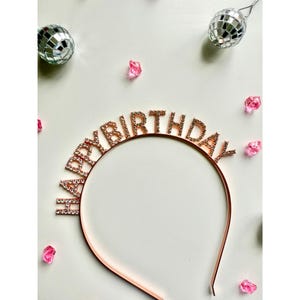 Rose Gold alles Gute zum Geburtstag Stirnband / Gold Feier funkelnde Geburtstag Mädchen Haarband / Edel Silber Diamante Geburtstagsparty Haarschmuck