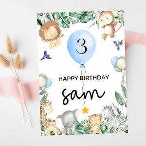 Happy Birthday Card/ Safari Theme Birthday Greetings Cards/ Childrens Birthday Party/ Jungle Animals Lion/ King of the Jungle Card