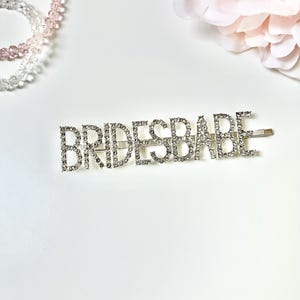 Bridesbabe Hair Clip/ Silver Diamante Crystal Sparkly Hair Accessory/ Hen Party Favours/ Hair Bobby Pin/ Sparkly Bridal Shower Slide