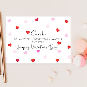 Personalizado para mi esposa Te amo siempre y para siempre Feliz tarjeta del día de San Valentín / Esposa romántica / Novia / Tarjeta de aniversario de parejas lindas