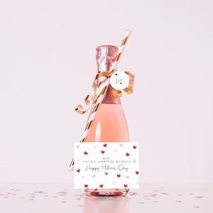 Mamá, siempre serás mi mejor amiga Etiqueta para botella de Prosecco, regalo personalizado para botella de champán, calcomanía para vino para el día de la madre
