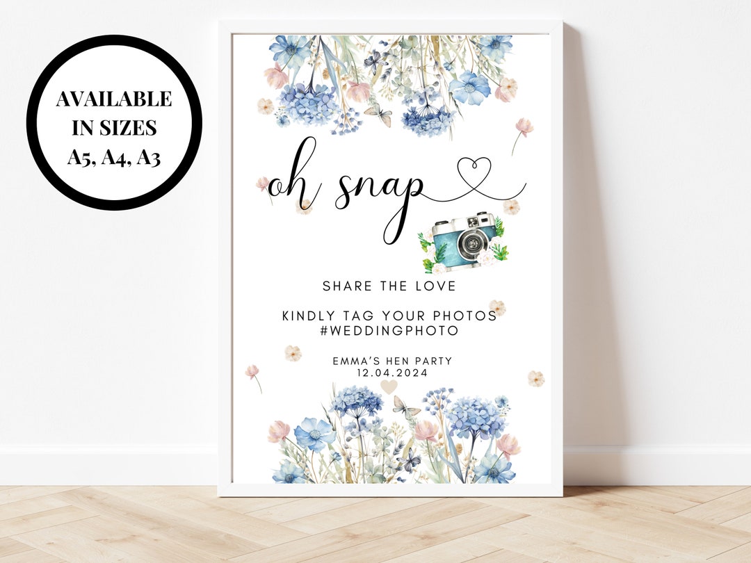 Wedding Photo Sign/ Social Media Hashtag/ Oh Snap Share the Love Kindly ...