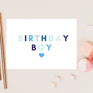 Biglietto di compleanno per ragazzo/ Biglietto di buon compleanno a tema blu/ Decorazioni per feste blu per la migliore amica del fidanzato/ Regalo per la festa di compleanno dei bambini