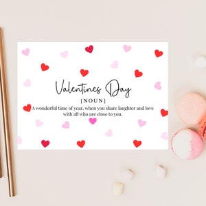 Valentinstag Definition Karte / Romantische Happy Valentines Freund / Freundin / Mann / Frau / Niedliche Lustige Liebe Herz Jubiläumskarte