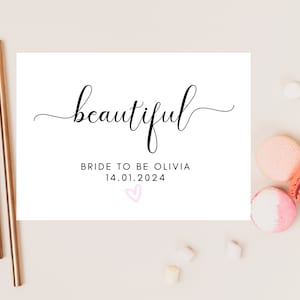 Belle future mariée sur votre carte d'enterrement de vie de jeune fille / EVJF personnalisée / Carte de week-end EVJF coeur rose