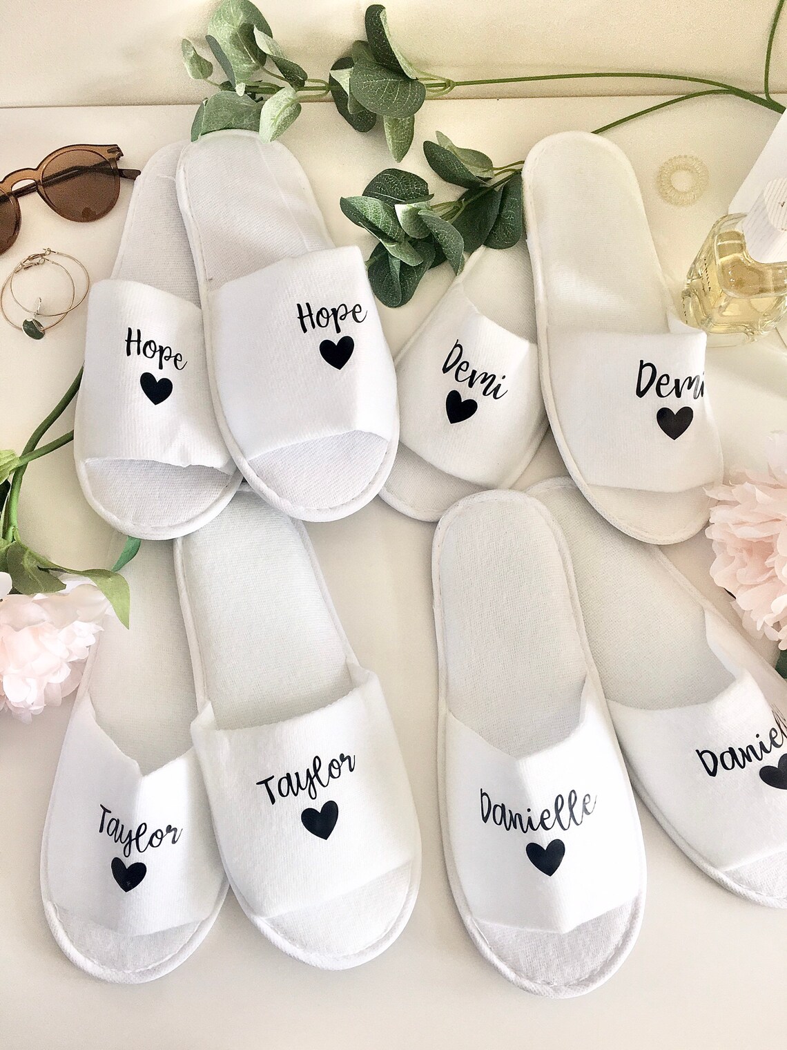 Personalised White Disposable Slippers/ Spa Open Toe Slipper/ Etsy