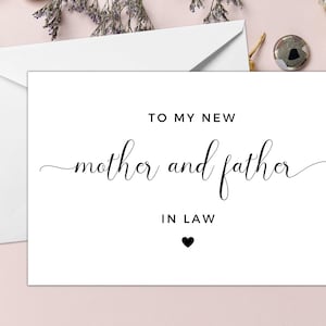 To My New Mother and Father in Law Card/ Card for Newly Married Couple/ Post Wedding Card for In Laws/ Parents In Law Card/ A40/ A51