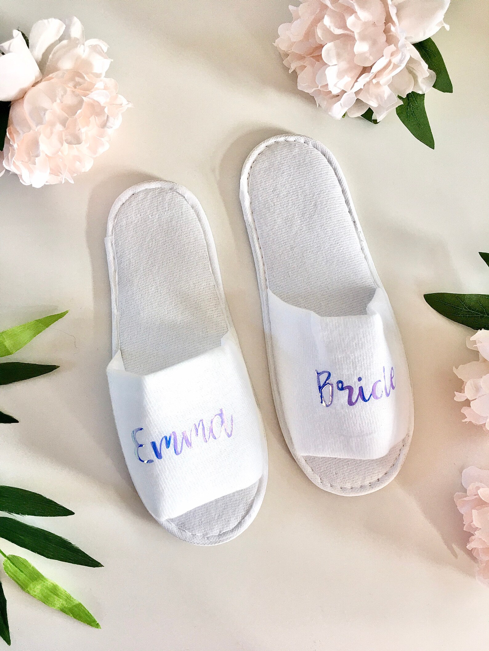 Personalised White Disposable Slippers/ Spa Slipper/ Open Toe Etsy