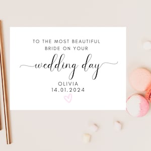 Pour la plus belle des mariées le jour de votre mariage/ carte personnalisée pour la mariée future mariée/carte de week-end EVJF coeur rose EVJF