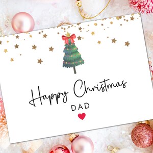 Kerstkaart vader / Eenvoudige aangepaste kerstkaarten / Groeten vader / Gelukkig kerstfeest vader / Star Sparkle-wenskaart