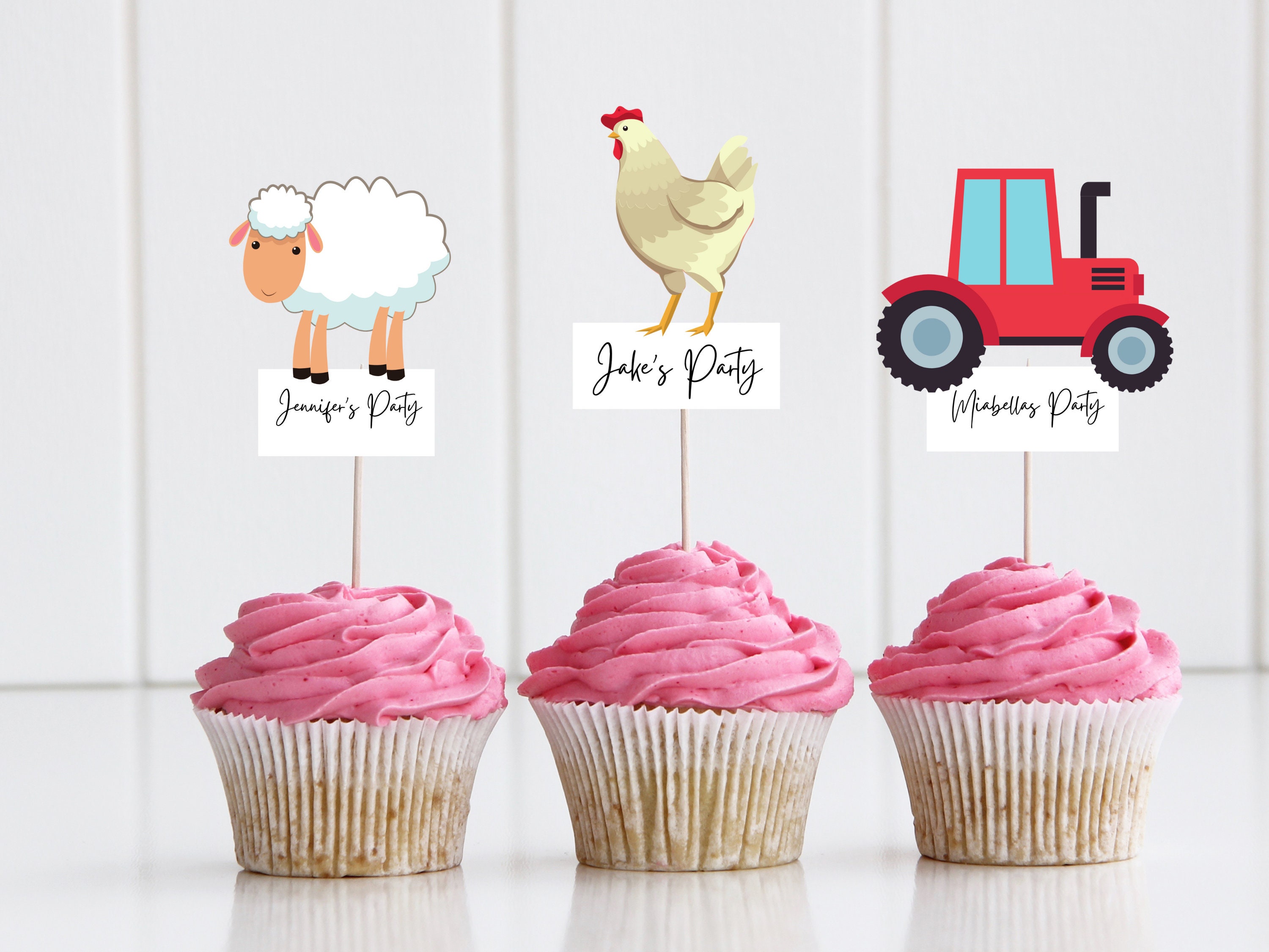 20 PERSONALISED Cup Cake Toppers Birthday Party Favour DuckCupcake Decoration 