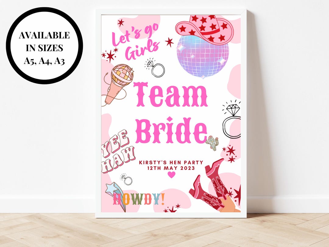 Team Bride Sign/ Last Rodeo Personalised Disco Ball Hen Party/ Bride ...