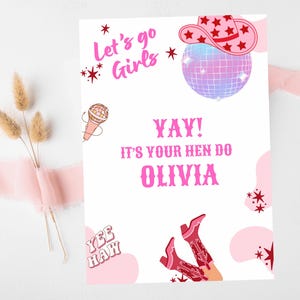 Yay Its Your Hen Do-kaart/Laatste rodeo gepersonaliseerde disco vrijgezellenfeest/Let's Go Girls Nashville/Nash Bash Country geschenken vrijgezellenfeest kaart