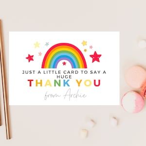 Juste une petite carte pour dire un grand merci/ Professeur personnalisé pastel arc-en-ciel/ Meilleur ami/ Mentor/ Remerciement de fin d'école