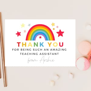 Danke, dass Du so eine tolle Lehrerassistentenkarte bist/Individuell gestalteter Pastell-Regenbogenstern-Lehrer/Bester Freund/Schulabschluss-Anerkennung