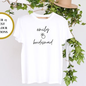 T-shirt da damigella d'onore/magliette da addio al nubilato/damigella d'onore proposta Box Filler/magliette da sposa in cotone personalizzate/magliette foto prop