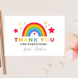 Karte „Danke für alles“ / personalisierte Pastell-Regenbogen-Stern-Lehrer / beste Freundin / Mentor / Dankbarkeit für das Ende der Schule