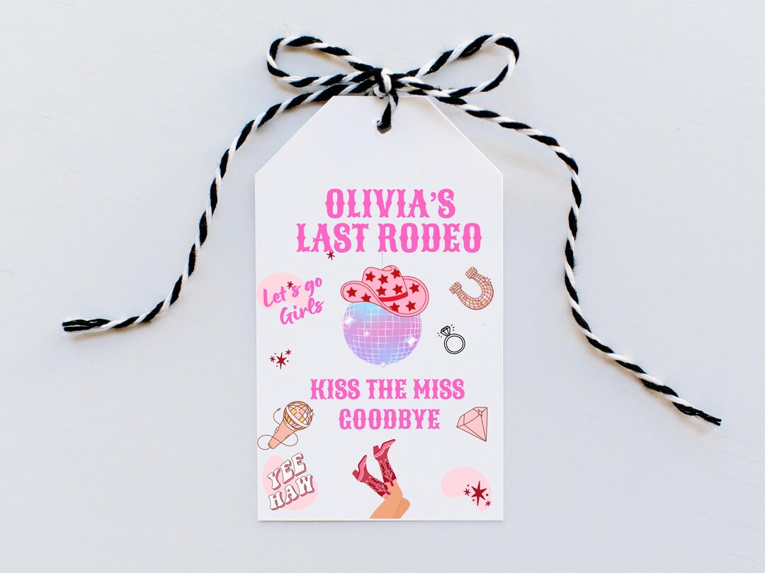 Kiss the Miss Goodbye Last Rodeo Hen Party Gift Tag/ Bachelorette Party ...