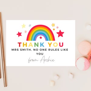 No One Rules Like You Do Lehrer Karte / Personalisierter Pastell Regenbogen Stern Lehrer / Bester Freund / Mentor / Dankbarkeit am Schulende