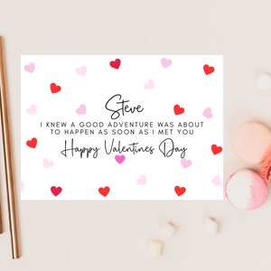 Personalizado eu sabia que uma boa aventura estava prestes a acontecer assim que te conheci Feliz dia dos namorados/cartão de aniversário romântico engraçado para casais