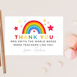 Carte Merci, le monde a besoin de plus d'enseignants comme vous/ Enseignant de classe pastel arc-en-ciel personnalisé/ Meilleur ami/ Reconnaissance de fin d'école