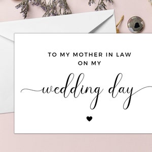 To My Mother In Law On My Wedding Day/ Card for Mother In Law/ Mum of Husband to Be Card/ Mother In Law Appreciation Card/ A40/ A51
