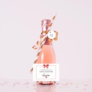 Alla mia bellissima moglie, adesivo per bottiglia di San Valentino felice/mini champagne/vino/prosecco, etichetta romantica con fiocco a forma di cuore rosa/rosso/regalo di San Valentino