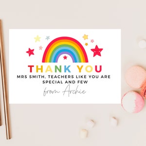 Maestros como usted son especiales y pocas tarjetas / Gracias, el mundo necesita más maestros como usted tarjeta / Maestro estrella arco iris pastel personalizado