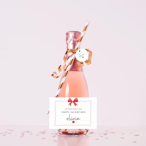 Il mio unico vero amore, adesivo per bottiglia di San Valentino, mini champagne personalizzato, vino, prosecco, etichetta romantica con fiocco a forma di cuore rosa/rosso