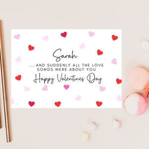 Personalizado y de repente todas las canciones de amor eran sobre ti Feliz día de San Valentín / Esposa romántica / Novia / Tarjeta de aniversario de parejas lindas