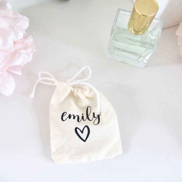 Personalised 100% Cotton Muslin Drawstring Bags/ Favour/ Goody Sweets Bags/ Presentation Bags/ Multipurpose Storage/ Jewellery Keepsakes/A48