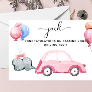 Carte d’examen de conduite personnalisée / Cadeau d’examen de conduite réussi / Carte pour passer l’examen / Moto / Voiture / Félicitations / Bien joué / A40 / A52