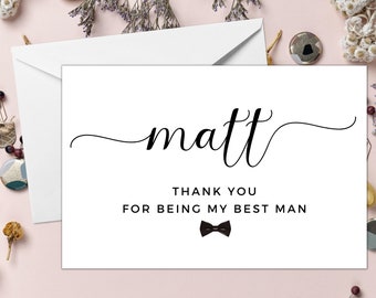 Tarjeta de agradecimiento para el padrino/ Agradecimiento personalizado por ser mi padrino/ Ujier/ Regalo de agradecimiento para el paje/ Despedida de soltero/a