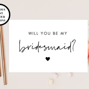 Sei meine Brautjungfer Karte / 24 Text Farboptionen / Passen Sie Ihr System an / Hochzeit Vorschlag Box Fill erCard / Wirst du unsere sein / Team Braut Geschenk Tasche