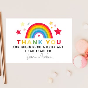 Carte Merci d'avoir été un directeur si brillant/ enseignant étoile arc-en-ciel pastel pastel personnalisé/ meilleur ami/ appréciation de fin d'école