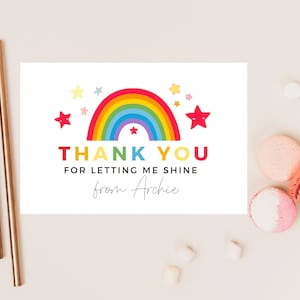 Bedankt dat je me laat schijnen kaart/gepersonaliseerde pastel Rainbow Star leraar/beste vriend/mentor/einde van school waardering dankbaarheid