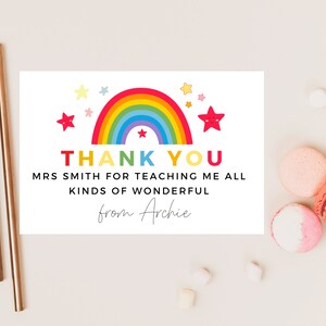Merci de m'avoir appris toutes sortes de merveilleuses cartes/professeur de classe étoile arc-en-ciel pastel personnalisé/meilleur ami/appréciation de fin d'école