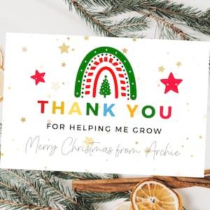 Personalisierte Danke, dass Sie mir geholfen haben, frohe Weihnachten zu wachsen Karte / Lehrer Wertschätzung / Weihnachten Ende des Schuljahres Dankeschön