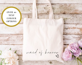 Maid of Honour Tote Bag/ Wedding Party Gift Bag/ Bridal Party Weekend Shopper Bag/ Bridal Shower Party/ Hen Party Bag/ Proposal Box Filler
