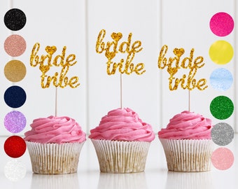 Glitter Bride Tribe Cupcake Toppers/ Bride to Be/ Sparkle Celebration Hen Party/ Hen Do/ Bridal Party/ Bridal Shower Cupcake Topper Party