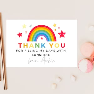 Carte Merci d'avoir rempli ma journée de soleil/ Enseignant pastel arc-en-ciel personnalisé/ Meilleur ami/ Mentor/ Reconnaissance de fin d'études