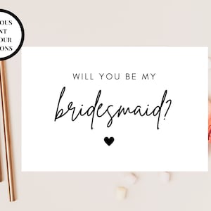 Tarjeta Sé mi dama de honor, 24 opciones de color de texto, Combina con tu esquema, Relleno de tarjeta electrónica para cuadro de propuesta de boda, Serás nuestro, Bolsa de regalo del equipo de la novia