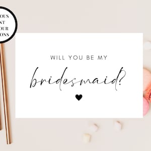 Sei meine Brautjungfer Karte / 24 Text Farboptionen / Passen Sie Ihr System an / Hochzeit Vorschlag Box Fill erCard / Wirst du unsere sein / Team Braut Geschenk Tasche