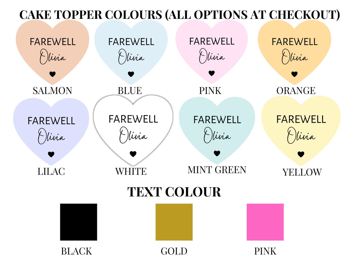 Personalised Farewell Cupcake Toppers/ Pastel Heart Shaped Etsy UK