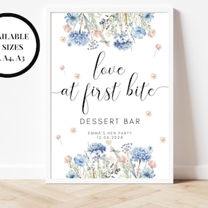 Love at First Bite Sign/ Cake Cupcakes First Comes Love Then Comes Dessert Sign/ Sweets / Blue Theme Wedding Reception Guest Presents